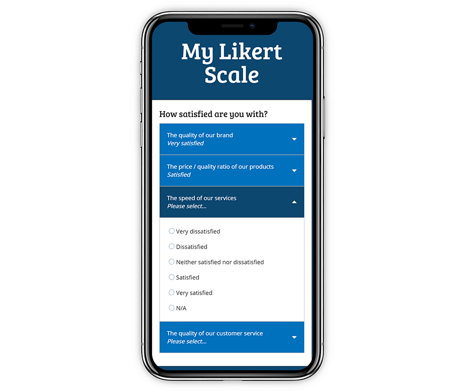 Likert scale on a mobile phone