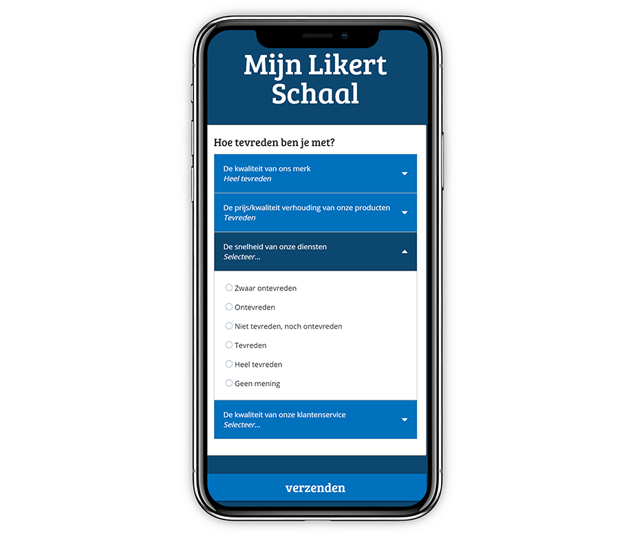 Likert schaal op een mobiele telefoon