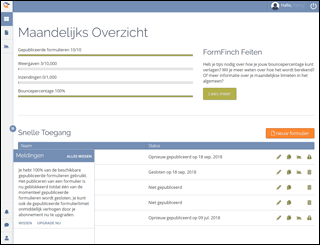 FormFinch dashboard en notificaties