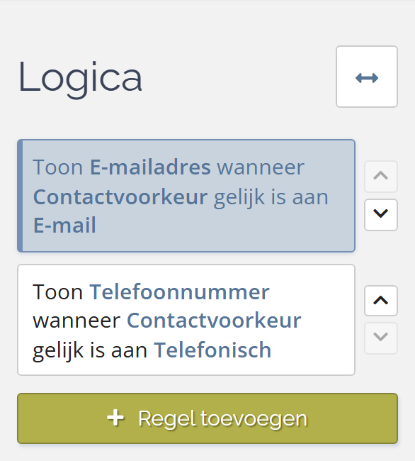 Lijst met logicaregels in het Logica-paneel
