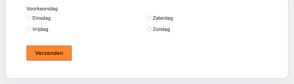 Voorbeeld van Radio-opties in de weergave Raster, met vier opties in twee kolommen van twee