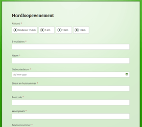 Template voor registraties van een hardloopevenement