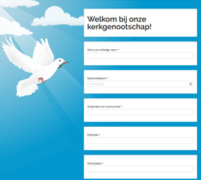 Template voor een formulier voor kerklidmaatschapsregistraties