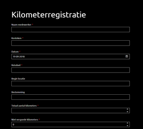 Template voor kilometerregistratie-formulier