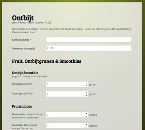 Template voor een roomservice-bestelformulier