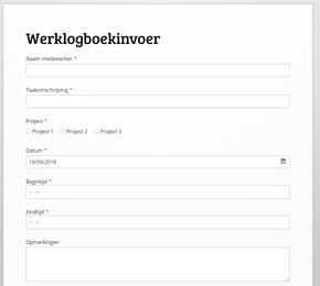 Template voor een werklogboek-invoerformulier