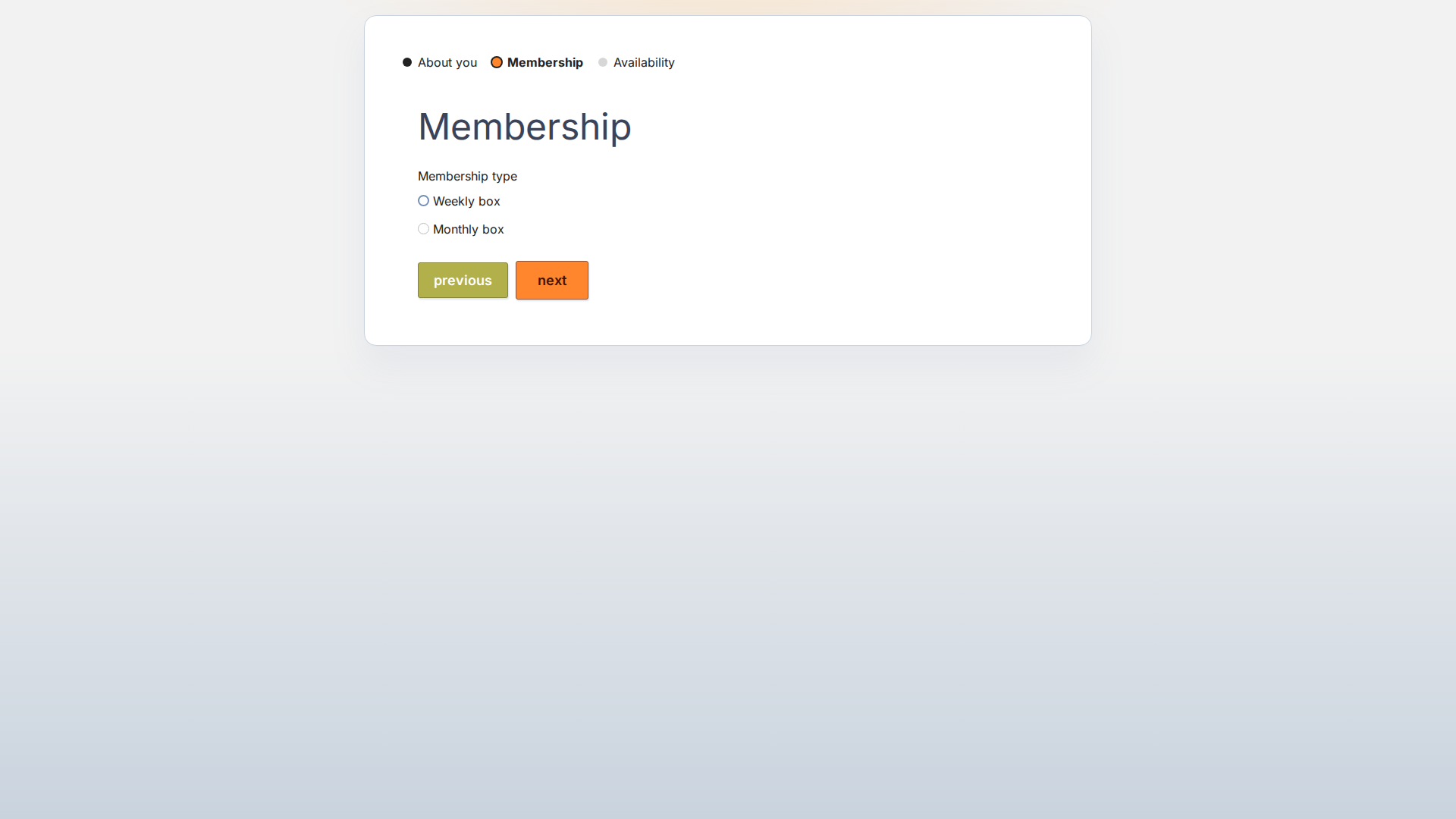 Published form on the Membership page, with About you complete, Membership current, and Availability still to do