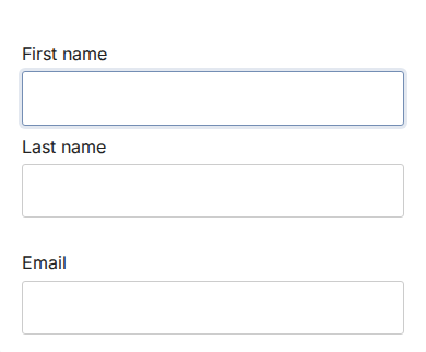 Published form on a phone: First name stacked above Last name, then Email