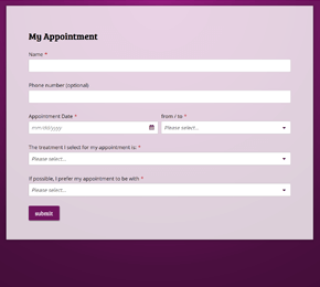 A form template for treatment appointments