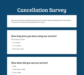 The Cancellation Survey form template