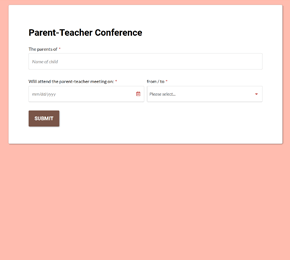 an appointment form template for a parent-teacher conference