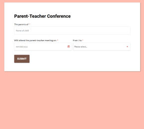 A form template for time-bound appointments