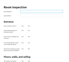 The Room Inspection Checklist form template
