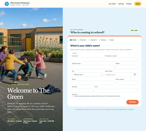 Registration form for a new pupil