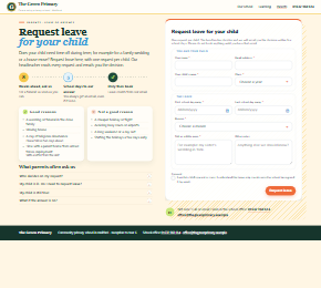 Form to request leave for a pupil