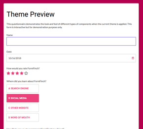 The Material Design French Rose Pink Electric Violet form theme